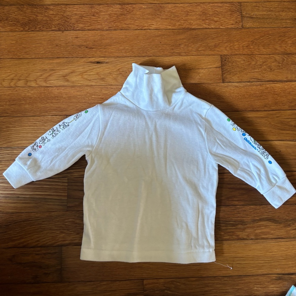 Vintage 90s OshKosh B'gosh White Long Sleeve turtleneck graphic sleeve tee